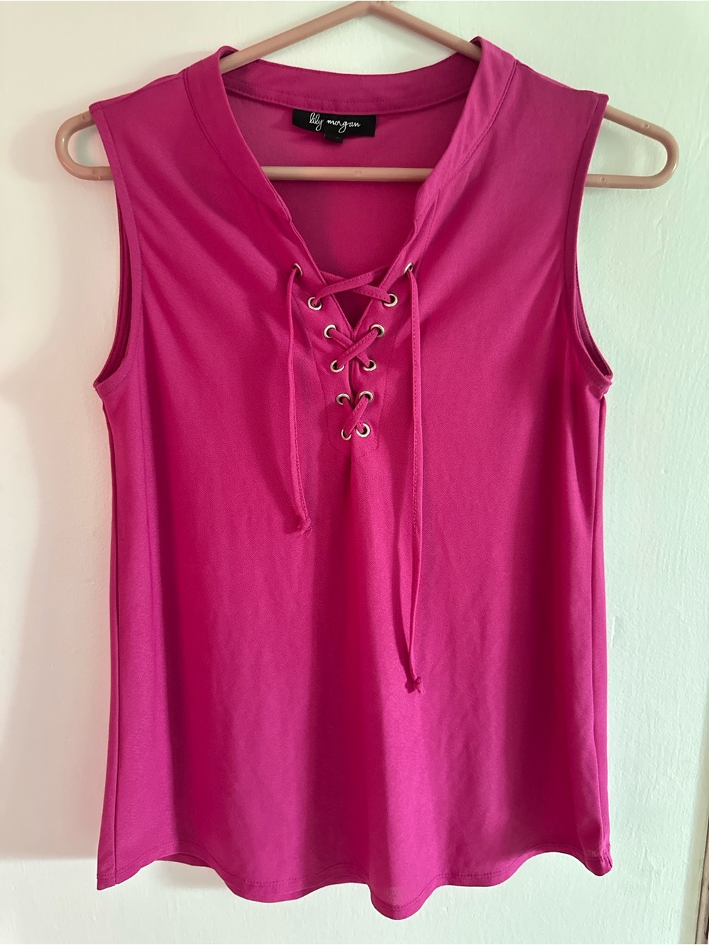 Lily Morgan Lace-Up Sleeveless Top - Fuchsia Pink
